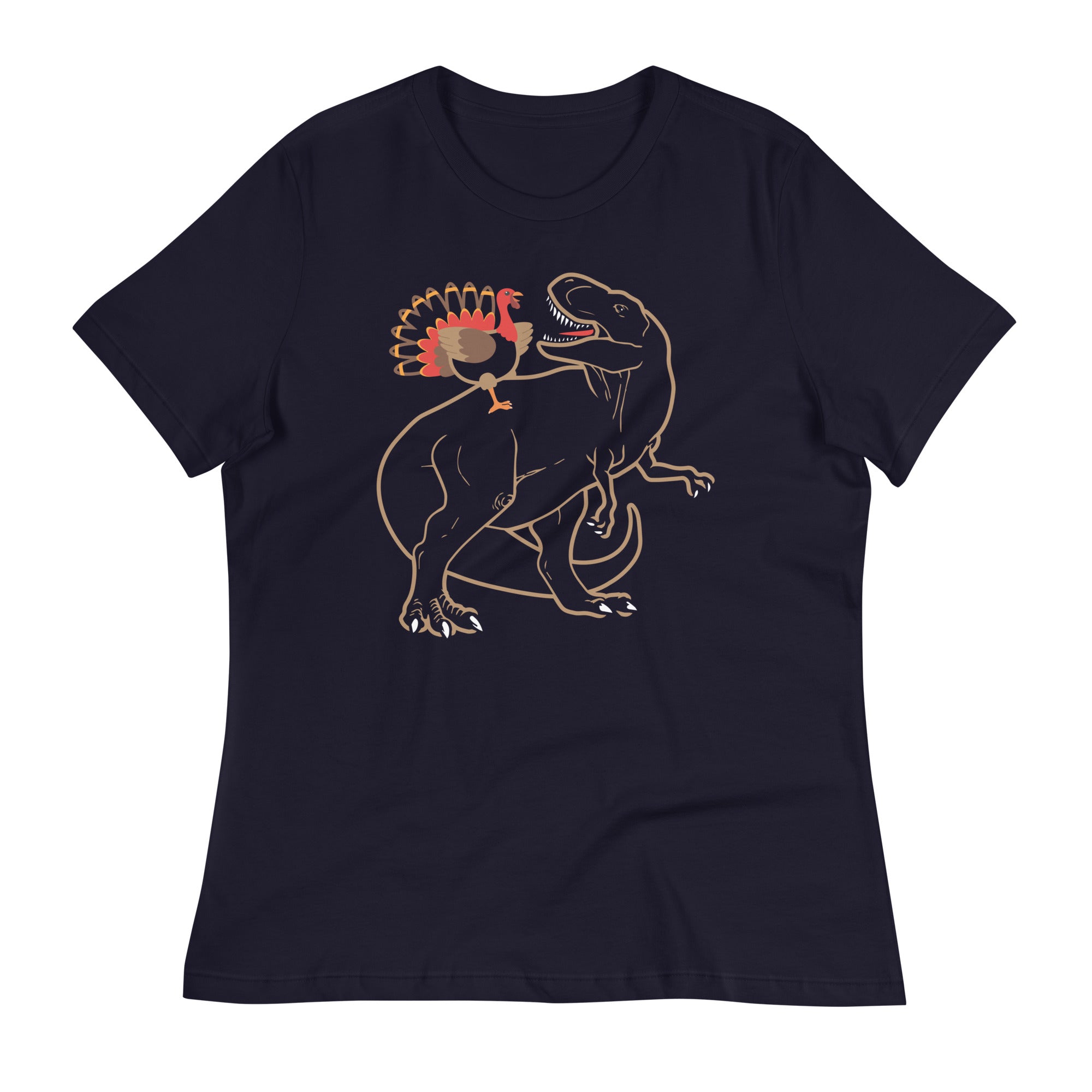 Turkey Riding T-Rex Women's Signature Tee Hoodie, Sweatshirt | CoreVibeTees.com (Image 2)
