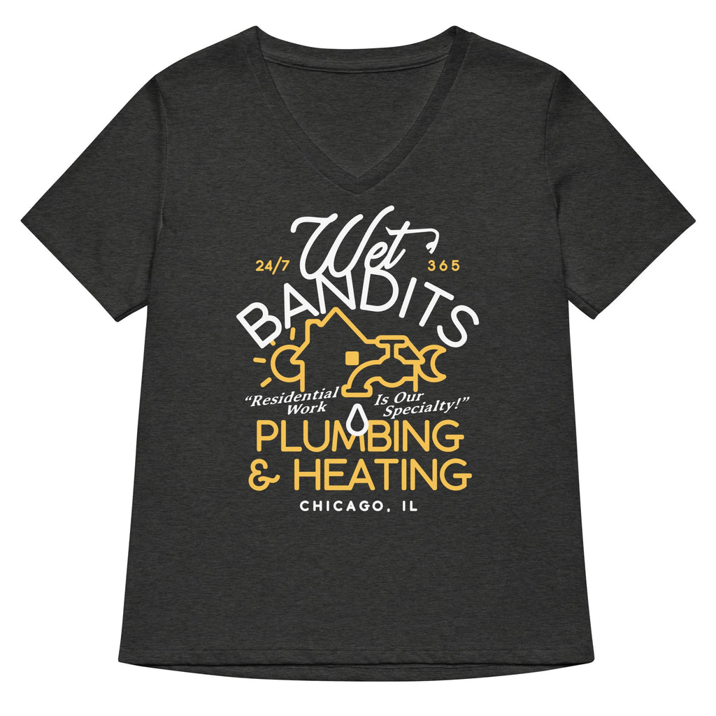 Wet Bandits Plumbing & Heating Women's V-Neck Tee Hoodie, Sweatshirt | CoreVibeTees.com (Image 3)
