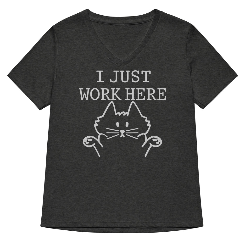 I Just Work Here Women's V-Neck Tee Hoodie, Sweatshirt | CoreVibeTees.com (Image 3)