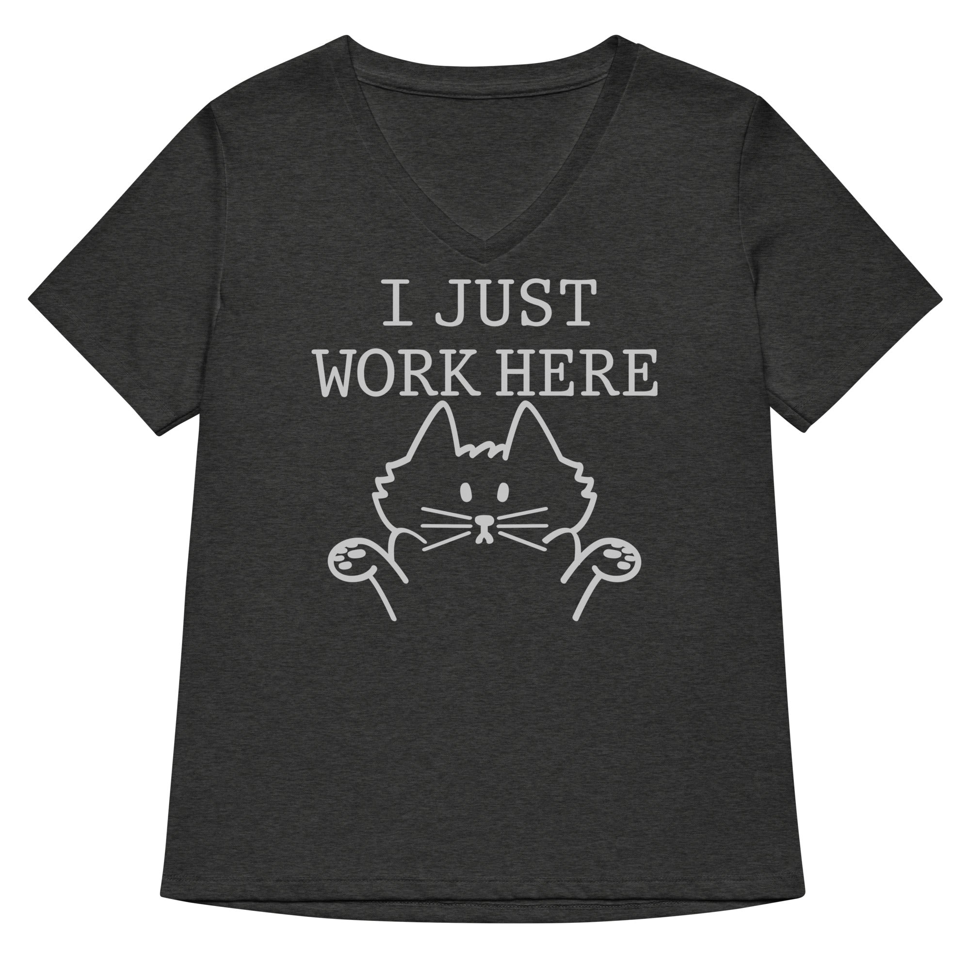I Just Work Here Women's V-Neck Tee Hoodie, Sweatshirt | CoreVibeTees.com (Image 3)