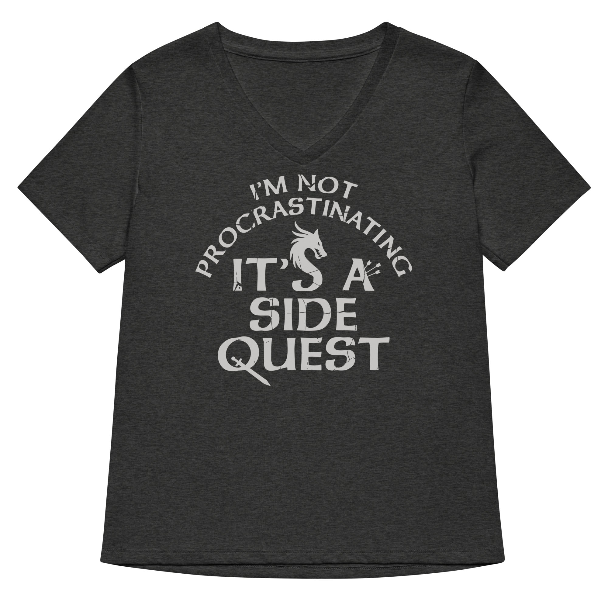 I'm Not Procrastinating, It's A Side Quest Women's V-Neck Tee Hoodie, Sweatshirt | CoreVibeTees.com (Image 3)