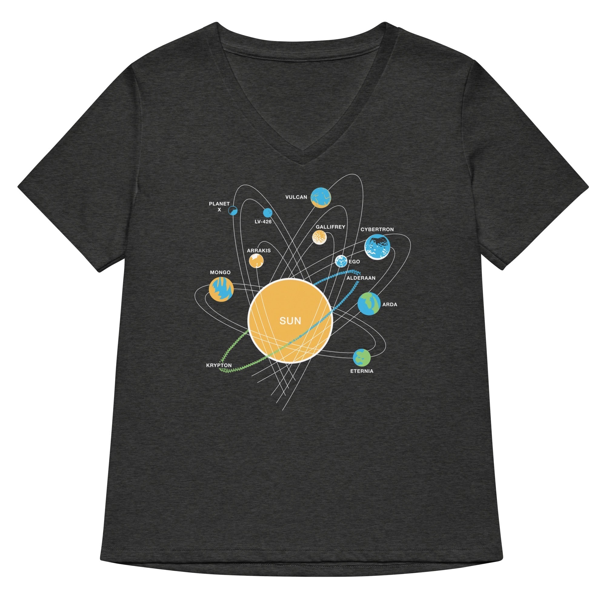 Solar System Women's V-Neck Tee Hoodie, Sweatshirt | CoreVibeTees.com (Image 3)