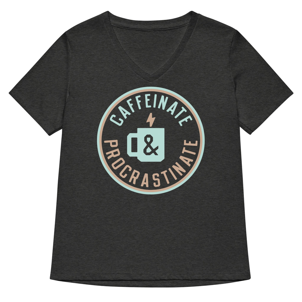 Caffeinate And Procrastinate Women's V-Neck Tee Hoodie, Sweatshirt | CoreVibeTees.com (Image 3)