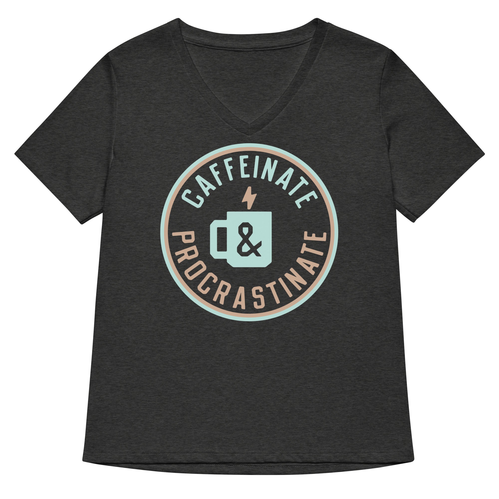 Caffeinate And Procrastinate Women's V-Neck Tee Hoodie, Sweatshirt | CoreVibeTees.com (Image 3)