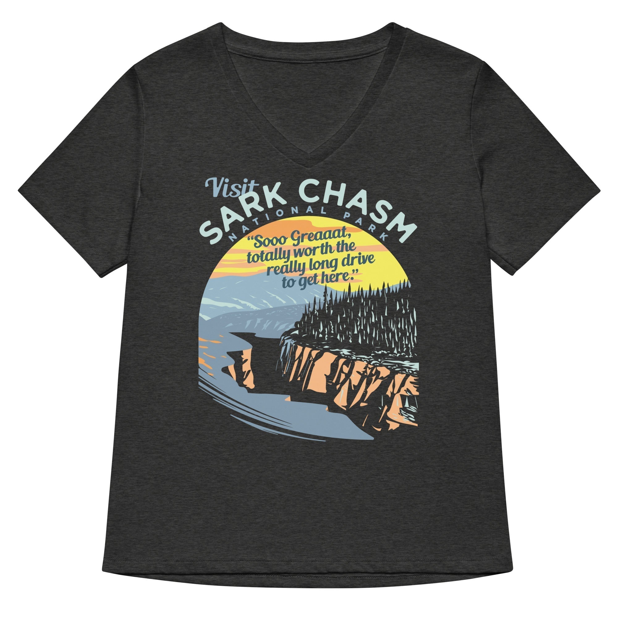 Visit Sark Chasm Women's V-Neck Tee Hoodie, Sweatshirt | CoreVibeTees.com (Image 3)