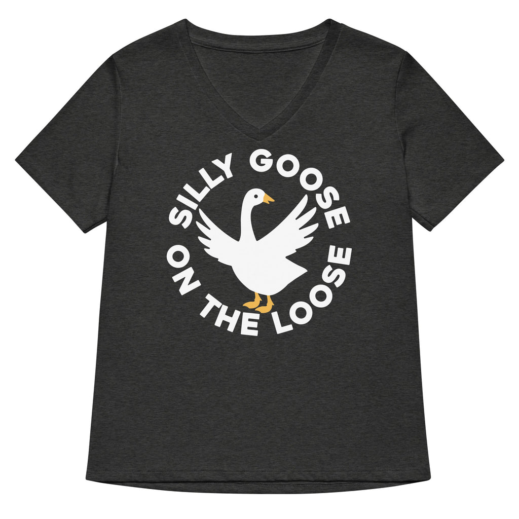 Silly Goose On The Loose Women's V-Neck Tee Hoodie, Sweatshirt | CoreVibeTees.com (Image 4)