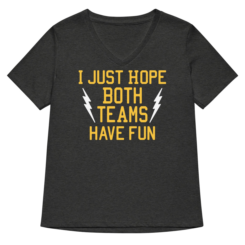 I Just Hope Both Teams Have Fun Women's V-Neck Tee Hoodie, Sweatshirt | CoreVibeTees.com (Image 3)