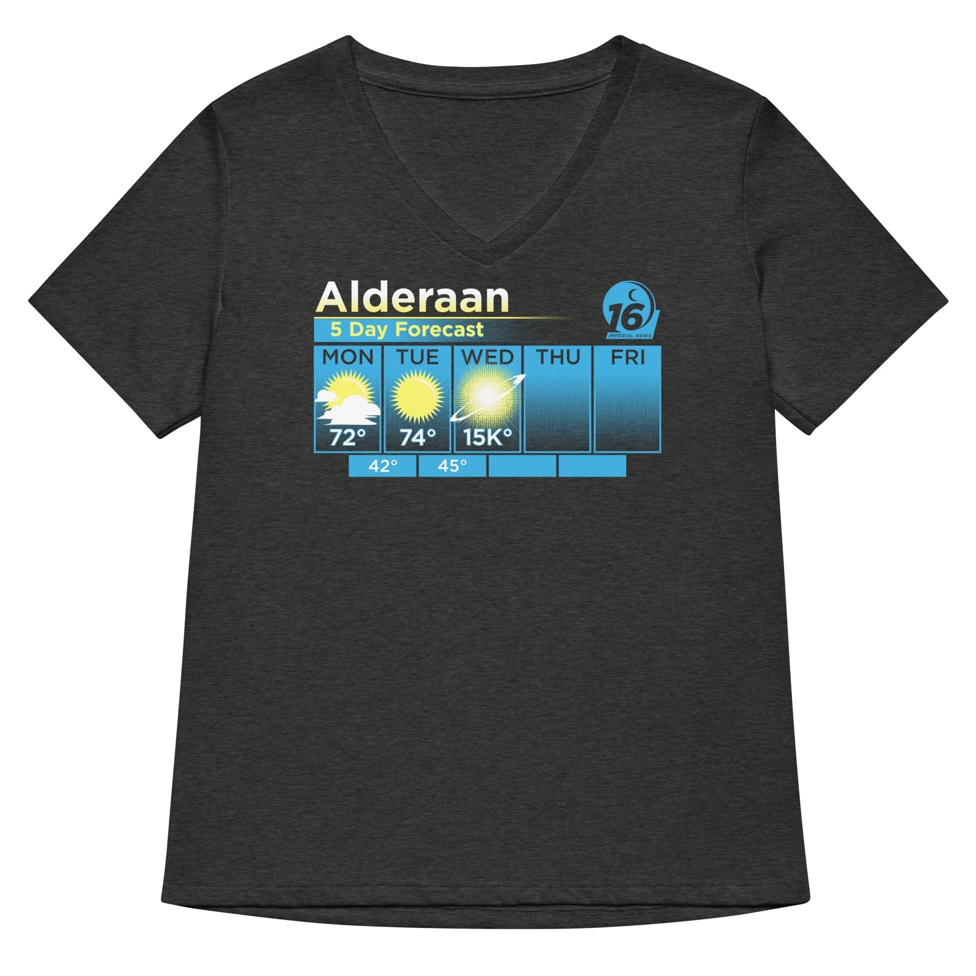 Alderaan 5 Day Forecast Women's V-Neck Tee Hoodie, Sweatshirt | CoreVibeTees.com (Image 3)