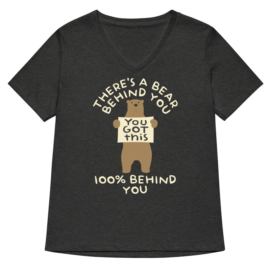There's A Bear Behind You, 100% Behind You Women's V-Neck Tee Hoodie, Sweatshirt | CoreVibeTees.com (Image 4)
