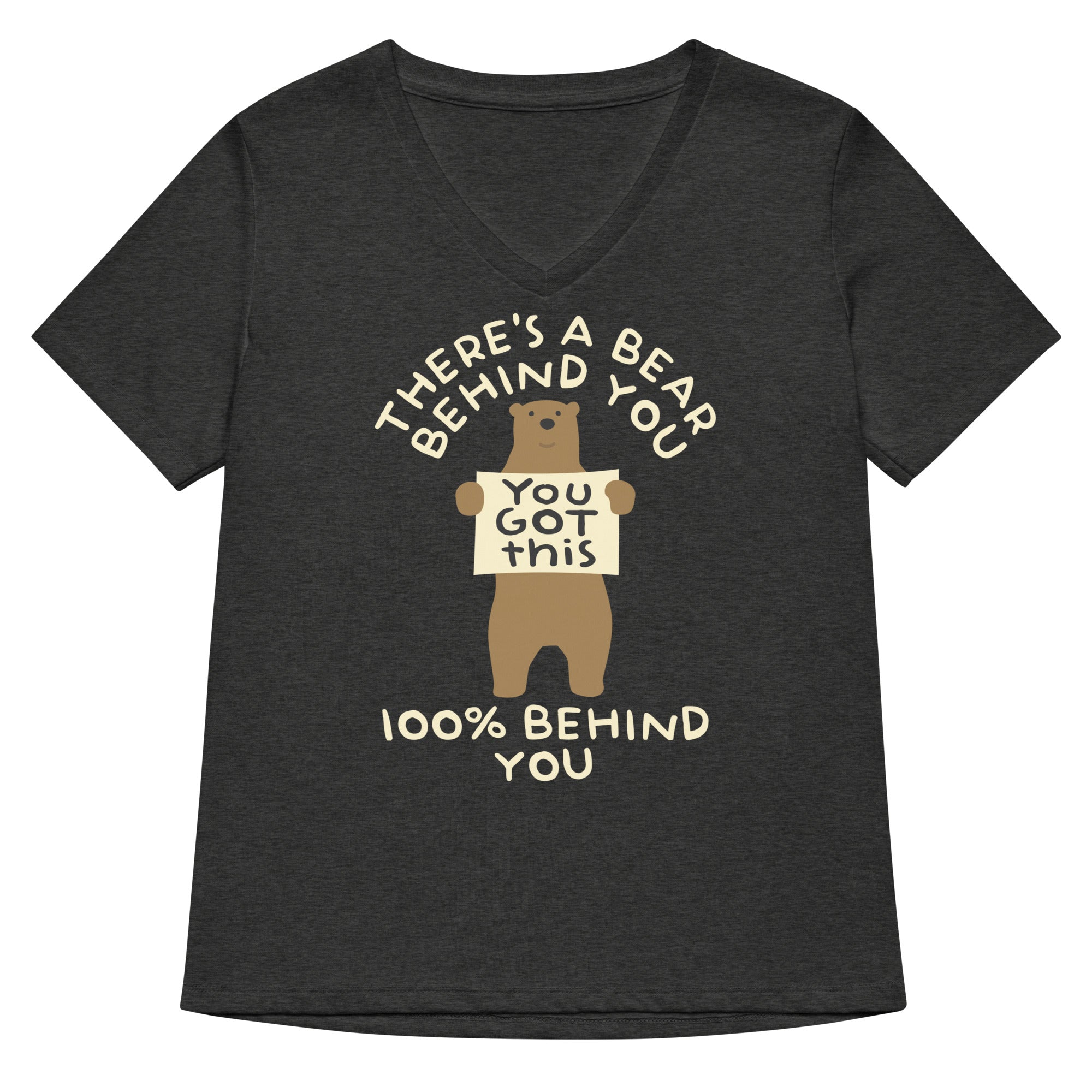 There's A Bear Behind You, 100% Behind You Women's V-Neck Tee Hoodie, Sweatshirt | CoreVibeTees.com (Image 4)