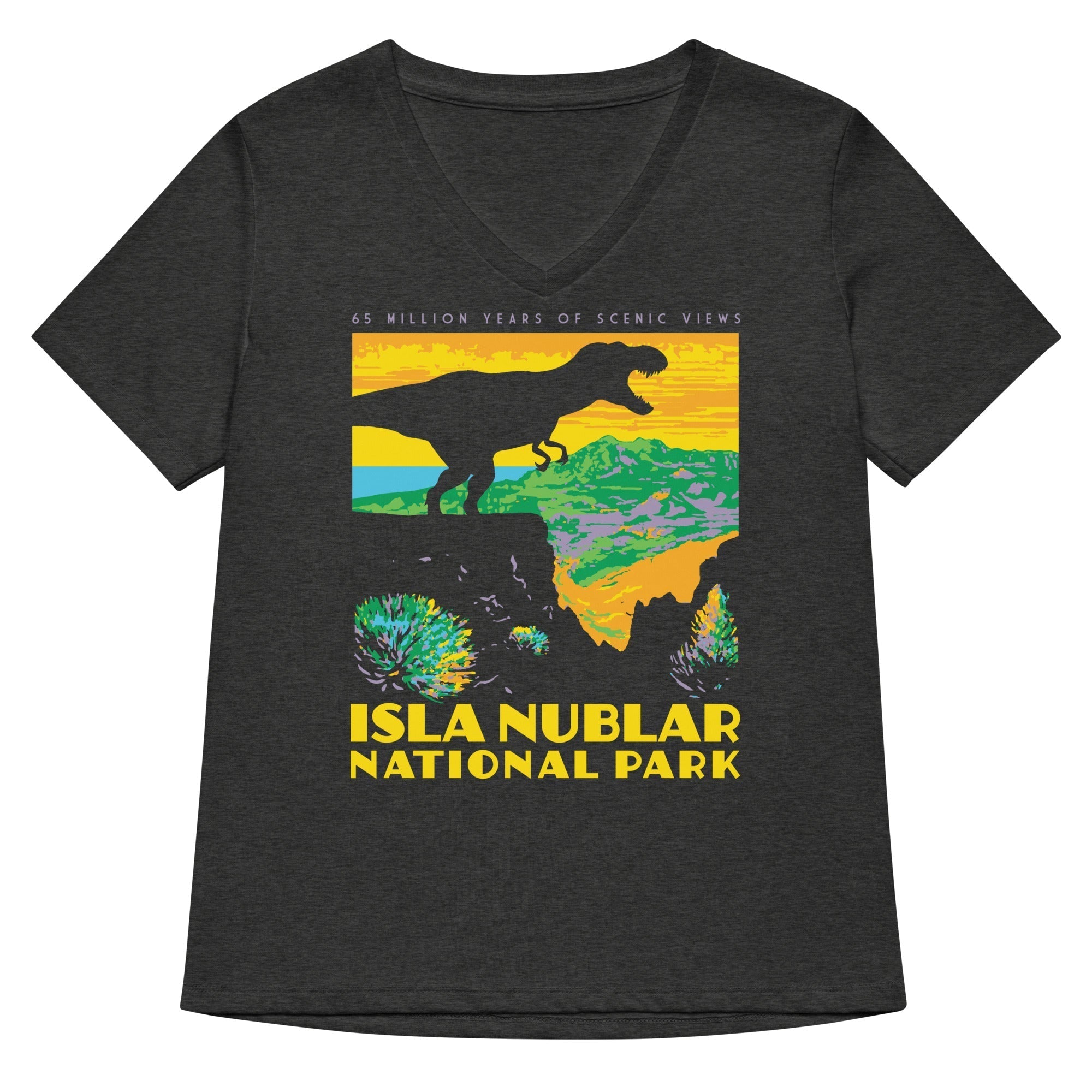 Isla Nublar National Park Women's V-Neck Tee Hoodie, Sweatshirt | CoreVibeTees.com (Image 3)