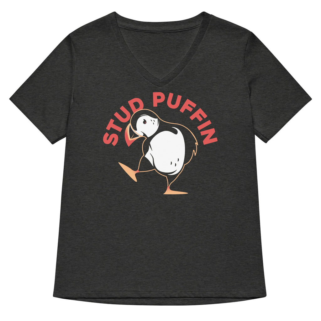 Stud Puffin Women's V-Neck Tee Hoodie, Sweatshirt | CoreVibeTees.com (Image 3)