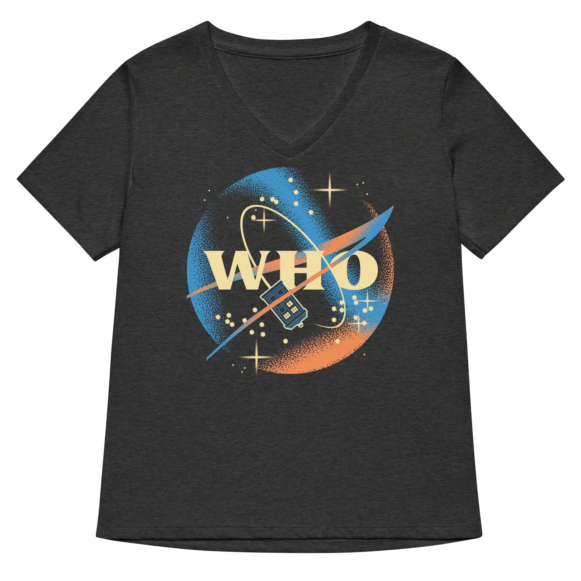Who Space Administration Women's V-Neck Tee Hoodie, Sweatshirt | CoreVibeTees.com (Image 3)