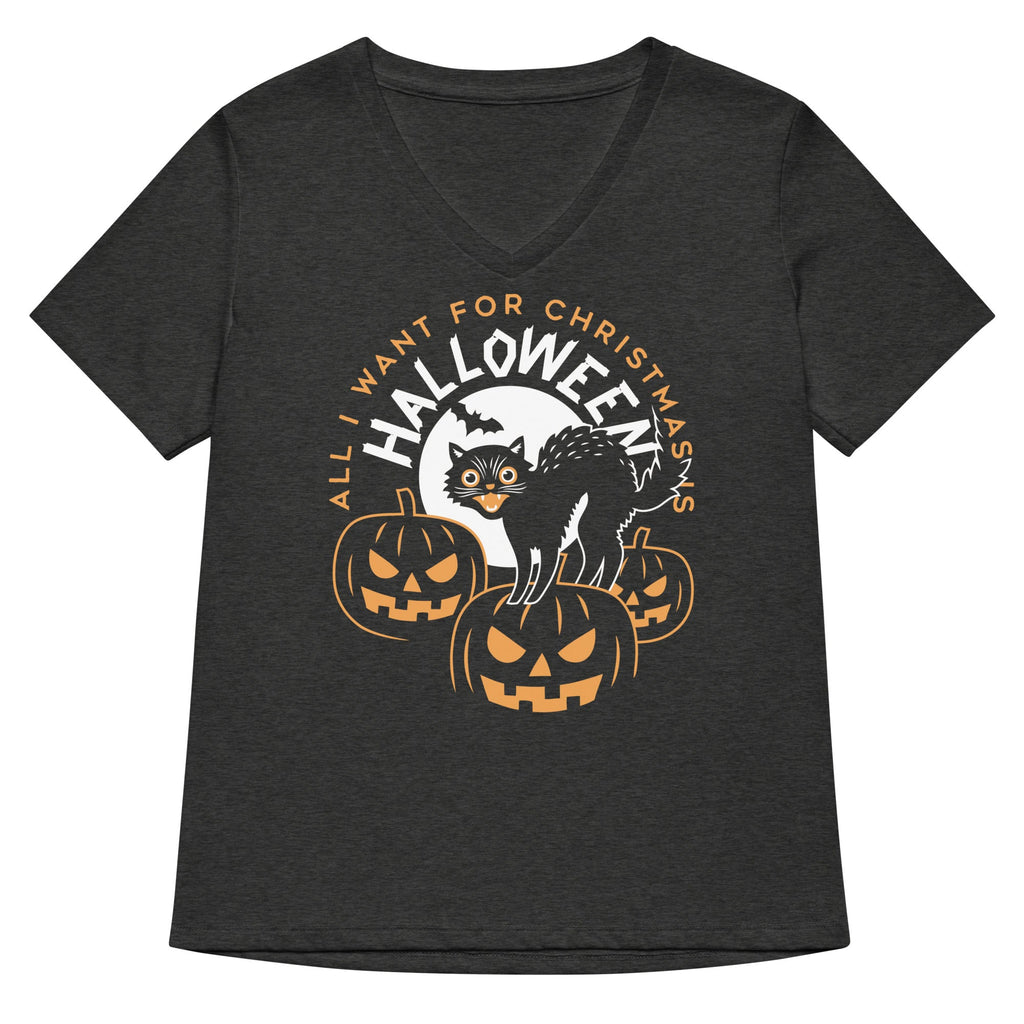 All I Want For Christmas Is Halloween Women's V-Neck Tee Hoodie, Sweatshirt | CoreVibeTees.com (Image 3)