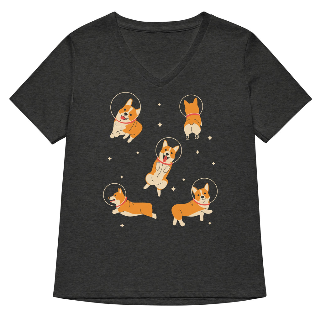 Corgis In Space Women's V-Neck Tee Hoodie, Sweatshirt | CoreVibeTees.com (Image 3)