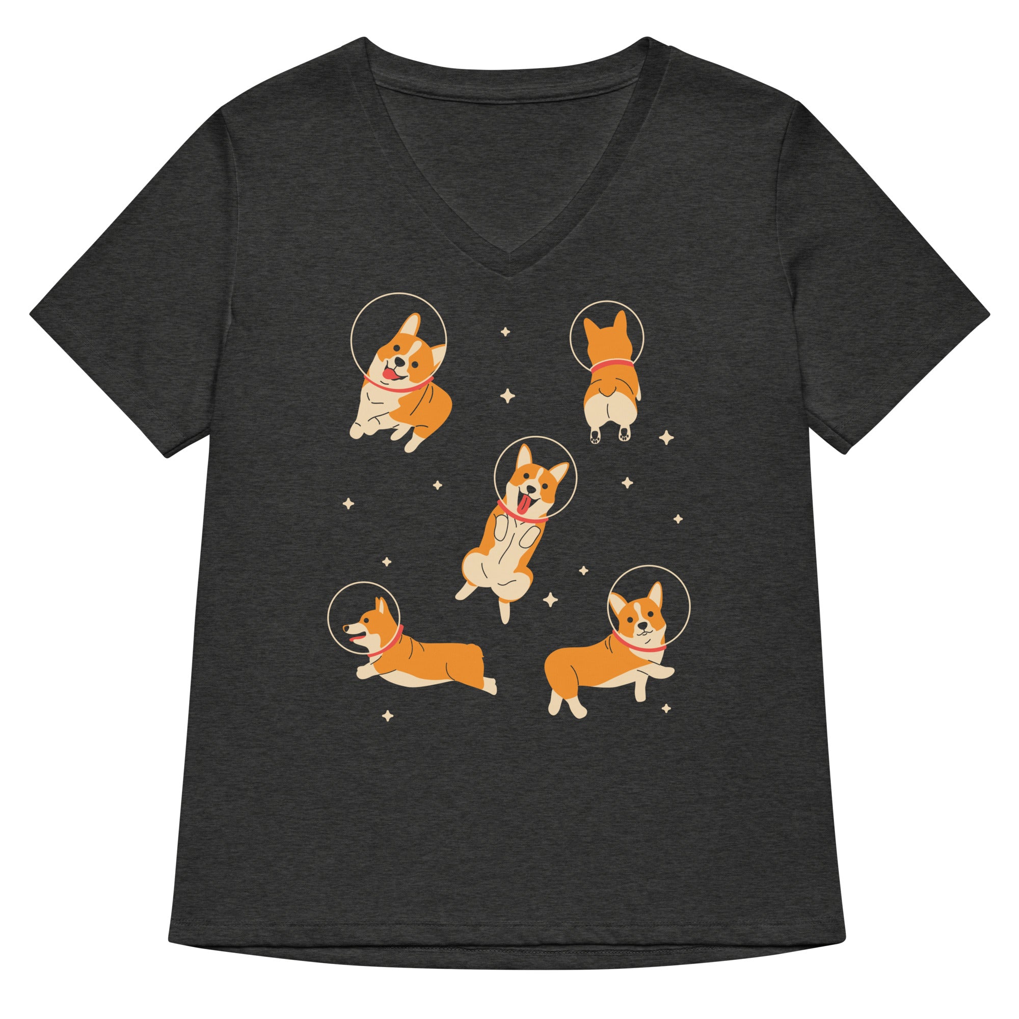 Corgis In Space Women's V-Neck Tee Hoodie, Sweatshirt | CoreVibeTees.com (Image 3)