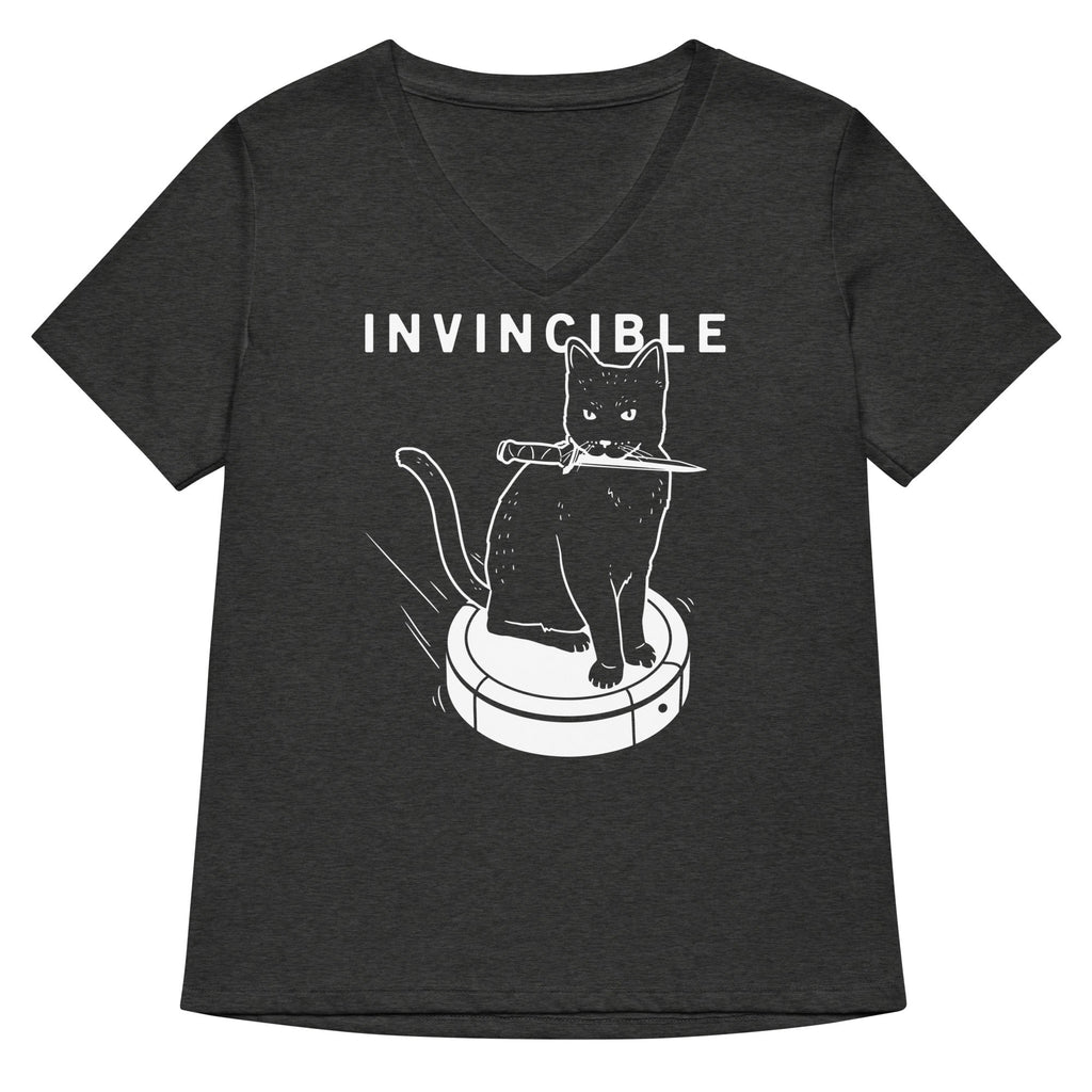 Invincible Cat Women's V-Neck Tee Hoodie, Sweatshirt | CoreVibeTees.com (Image 3)