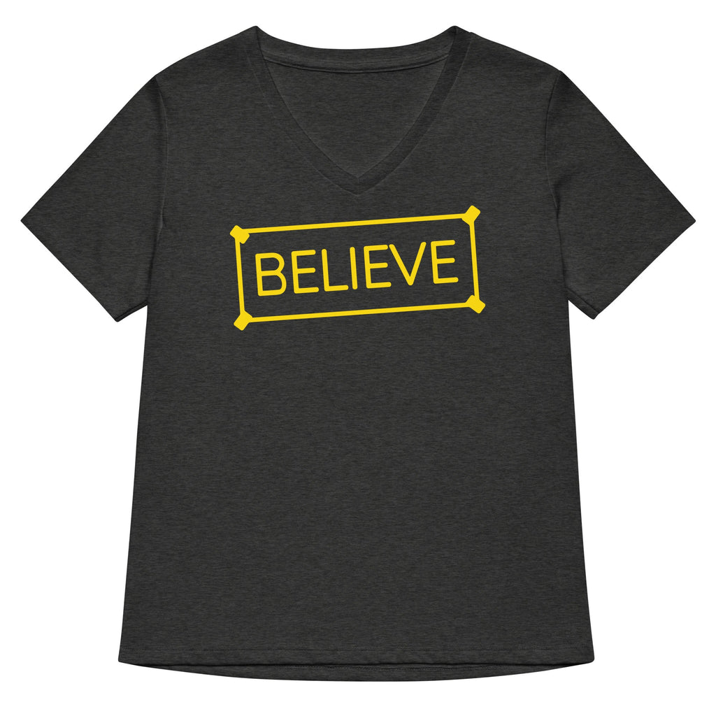 Believe Sign Women's V-Neck Tee Hoodie, Sweatshirt | CoreVibeTees.com (Image 3)