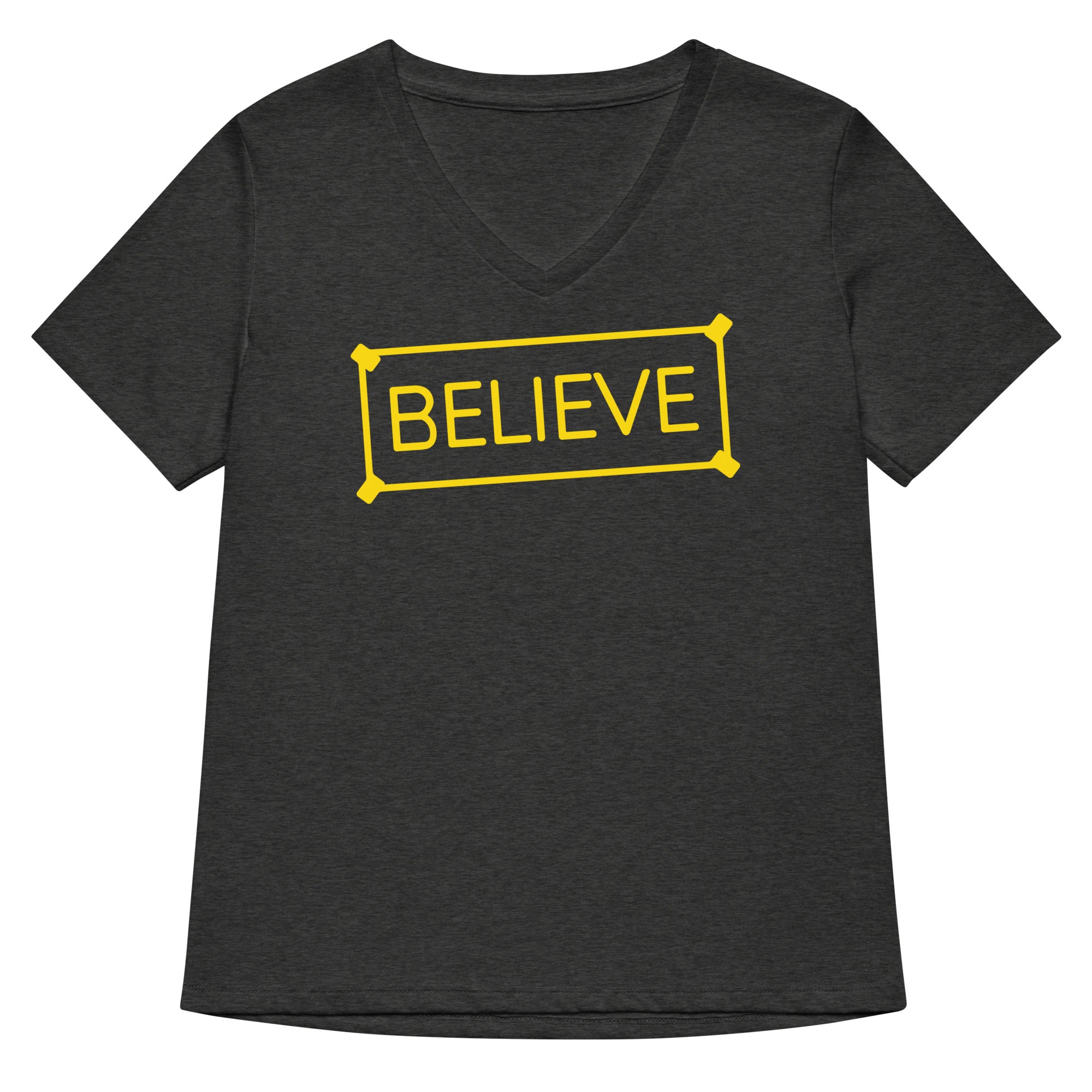 Believe Sign Women's V-Neck Tee Hoodie, Sweatshirt | CoreVibeTees.com (Image 3)