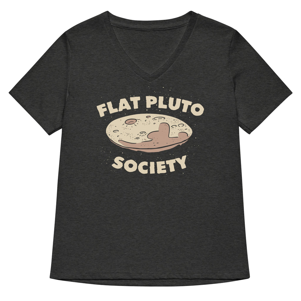 Flat Pluto Society Women's V-Neck Tee Hoodie, Sweatshirt | CoreVibeTees.com (Image 3)
