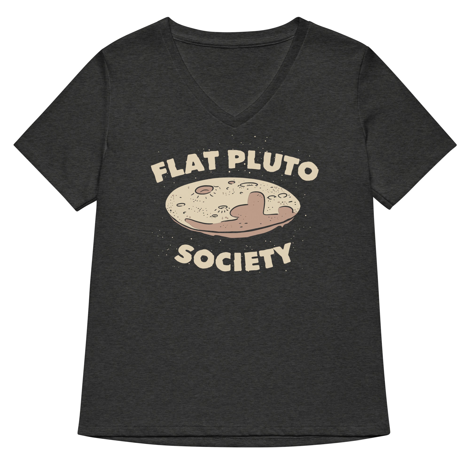 Flat Pluto Society Women's V-Neck Tee Hoodie, Sweatshirt | CoreVibeTees.com (Image 3)