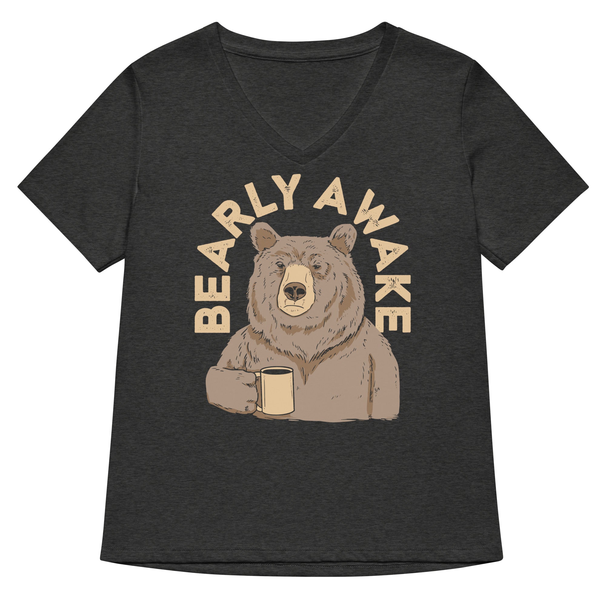 Bearly Awake Women's V-Neck Tee Hoodie, Sweatshirt | CoreVibeTees.com (Image 3)