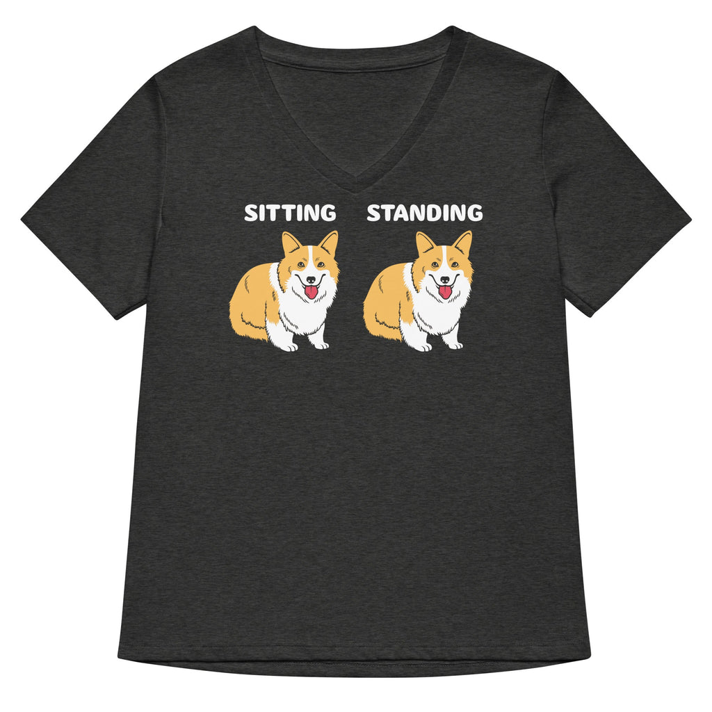Corgi Sitting And Standing Women's V-Neck Tee Hoodie, Sweatshirt | CoreVibeTees.com (Image 4)