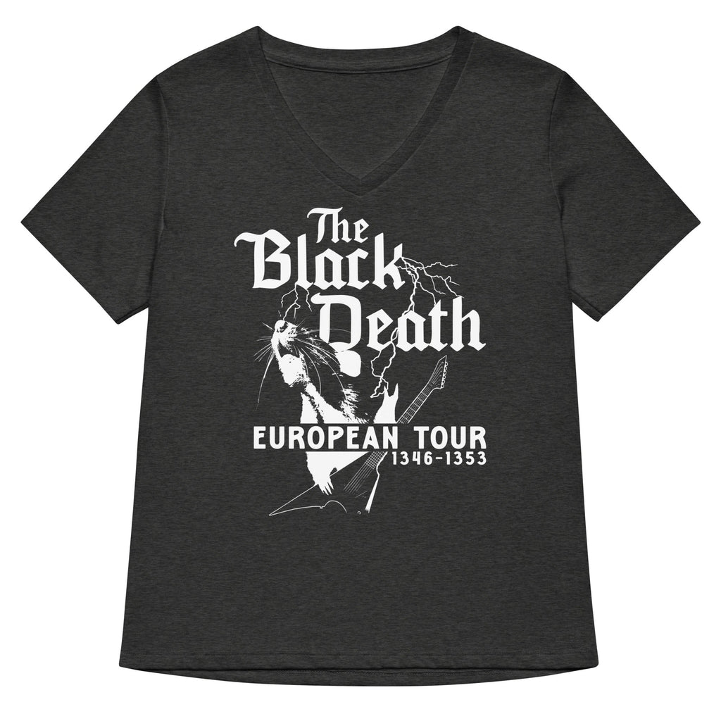 The Black Death European Tour Women's V-Neck Tee Hoodie, Sweatshirt | CoreVibeTees.com (Image 1)
