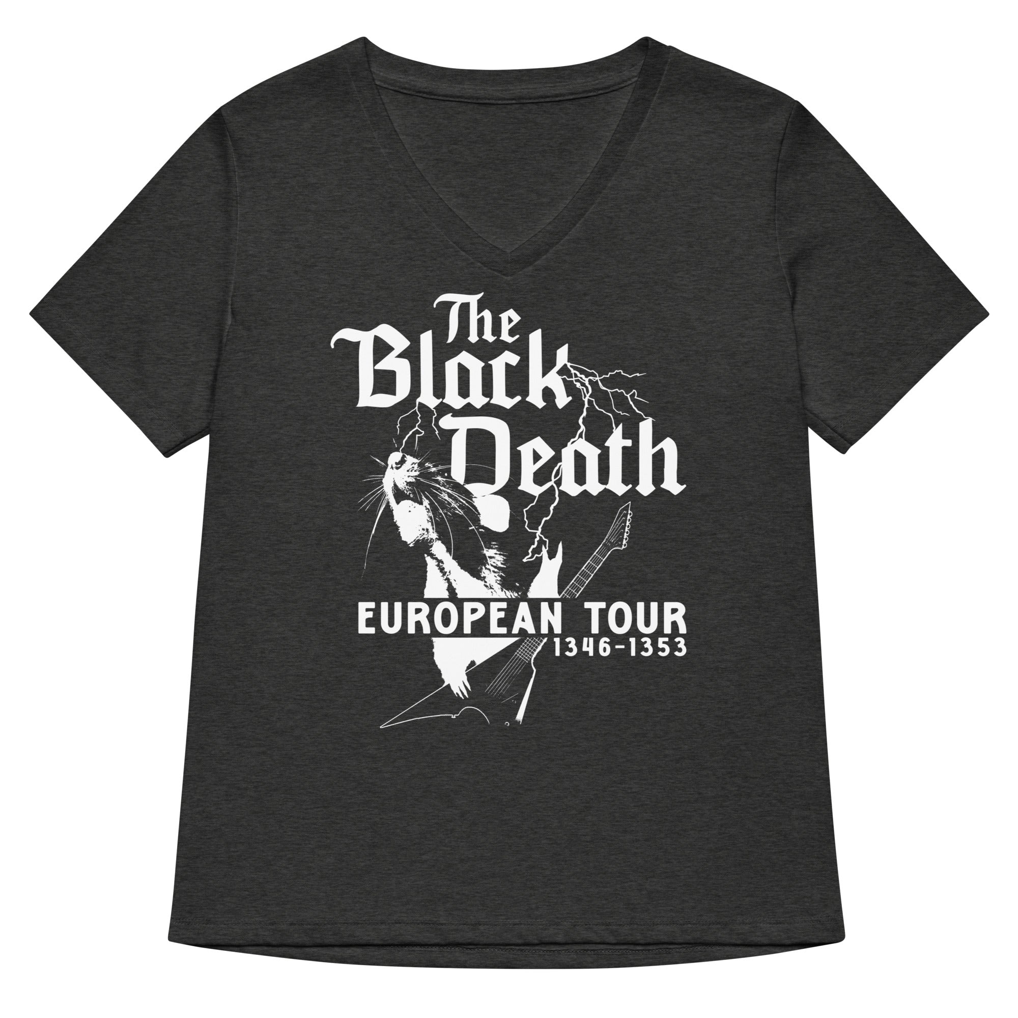 The Black Death European Tour Women's V-Neck Tee Hoodie, Sweatshirt | CoreVibeTees.com (Image 1)