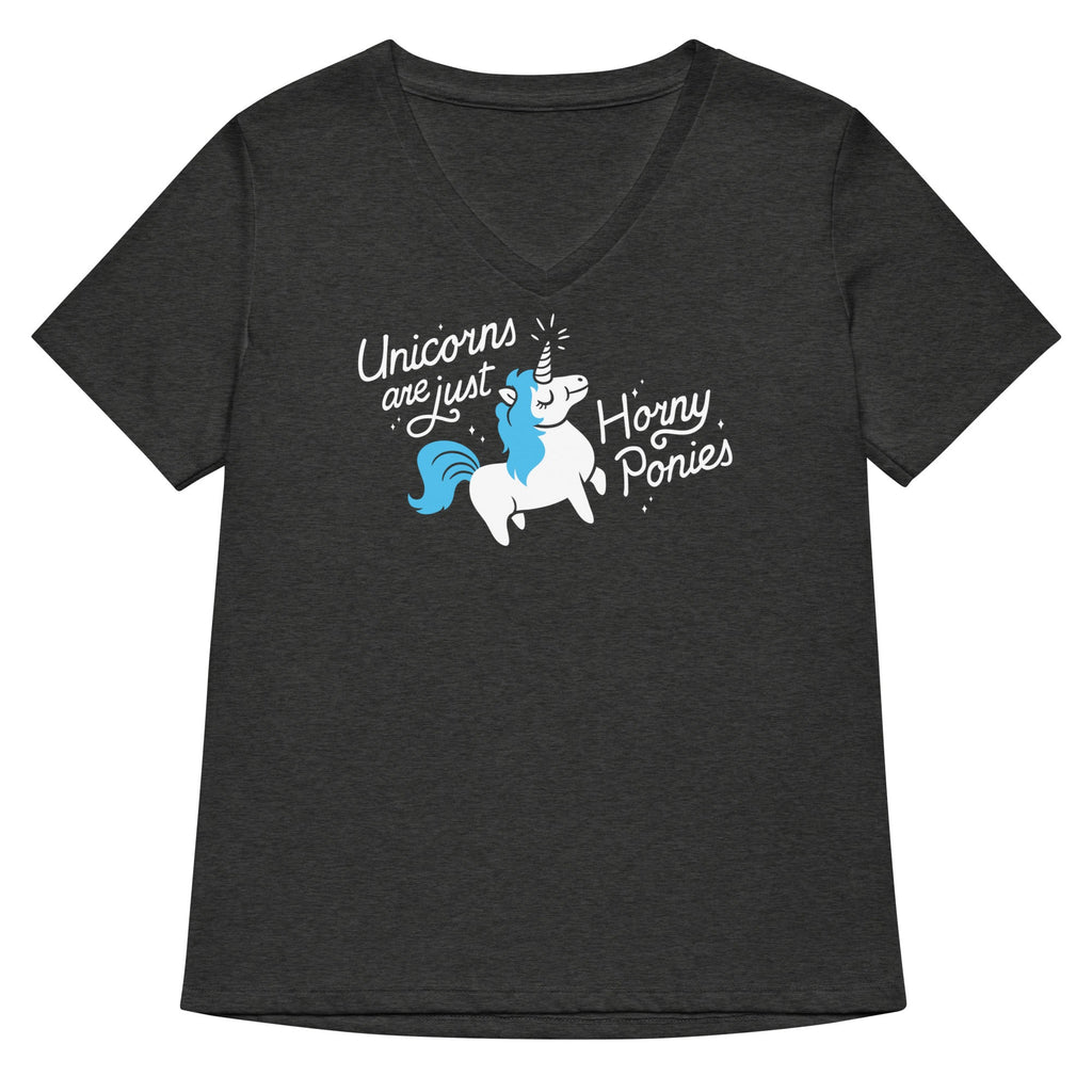 Unicorns Are Just Horny Ponies Women's V-Neck Tee Hoodie, Sweatshirt | CoreVibeTees.com (Image 2)
