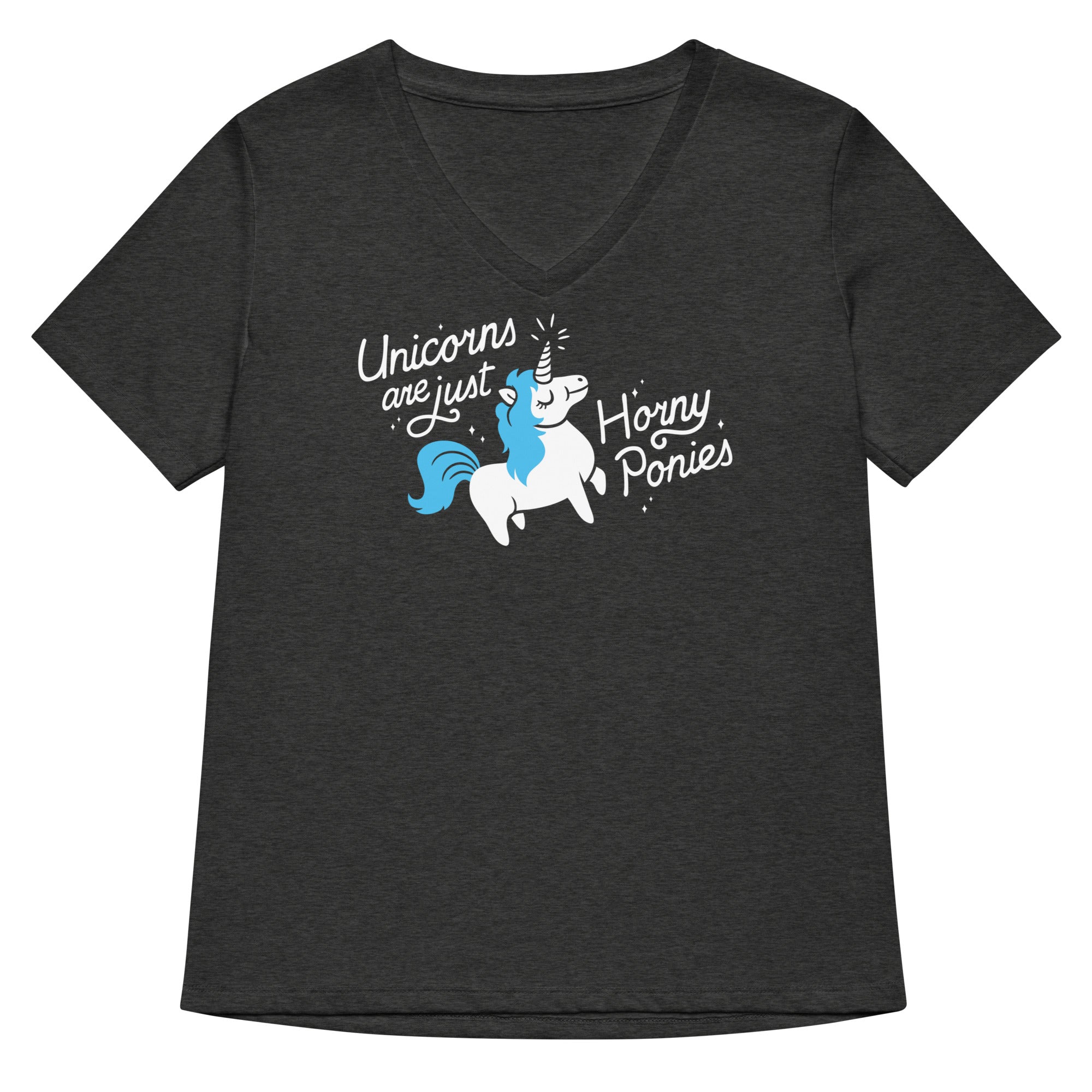 Unicorns Are Just Horny Ponies Women's V-Neck Tee Hoodie, Sweatshirt | CoreVibeTees.com (Image 2)