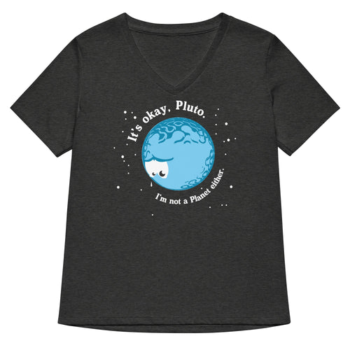 It's Okay Pluto Women's V-Neck Tee Hoodie, Sweatshirt | CoreVibeTees.com (Image 2)
