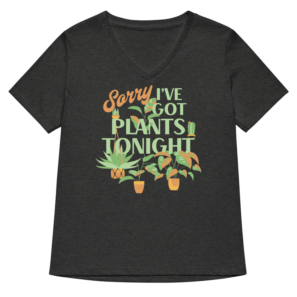 Sorry I've Got Plants Tonight Women's V-Neck Tee Hoodie, Sweatshirt | CoreVibeTees.com (Image 2)