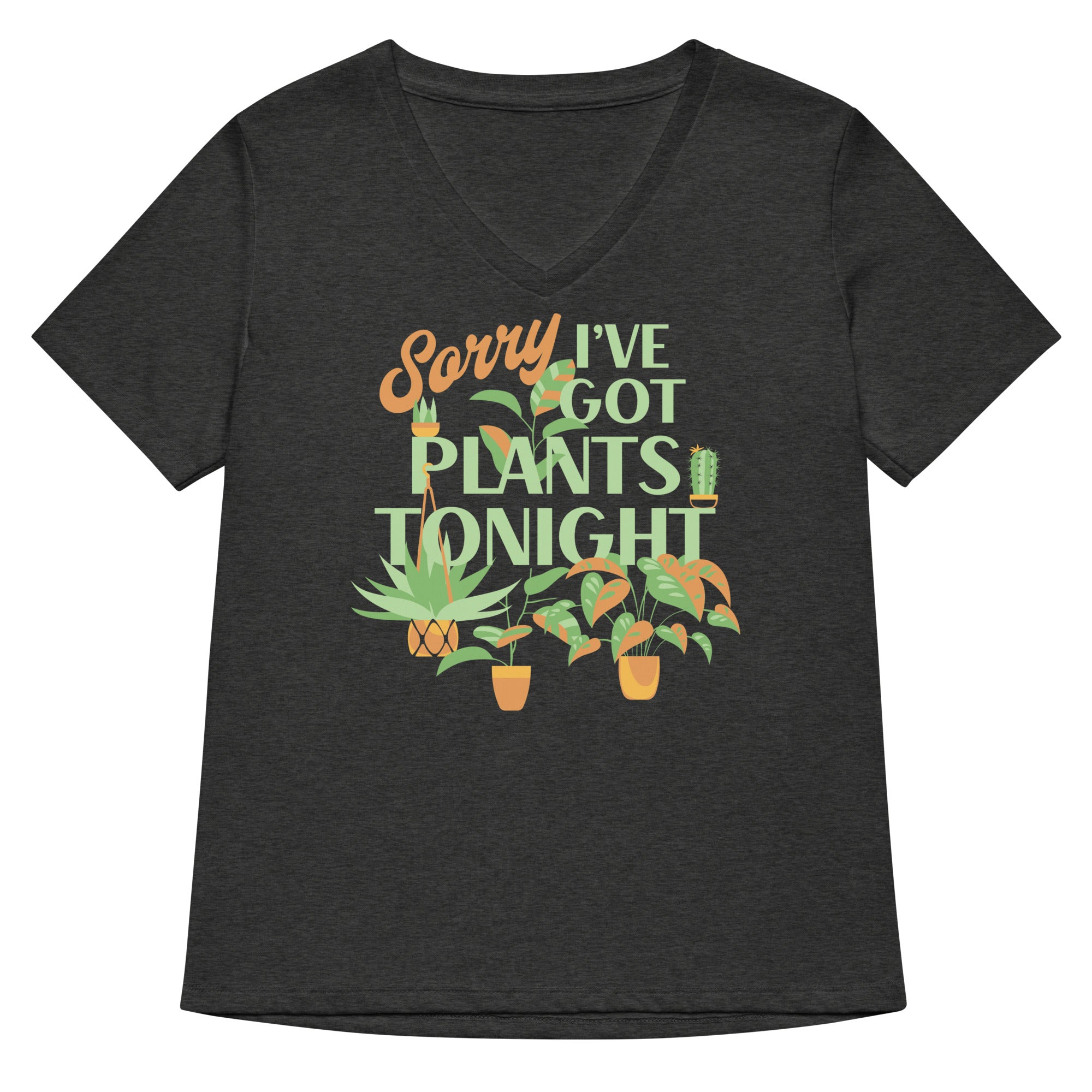 Sorry I've Got Plants Tonight Women's V-Neck Tee Hoodie, Sweatshirt | CoreVibeTees.com (Image 2)