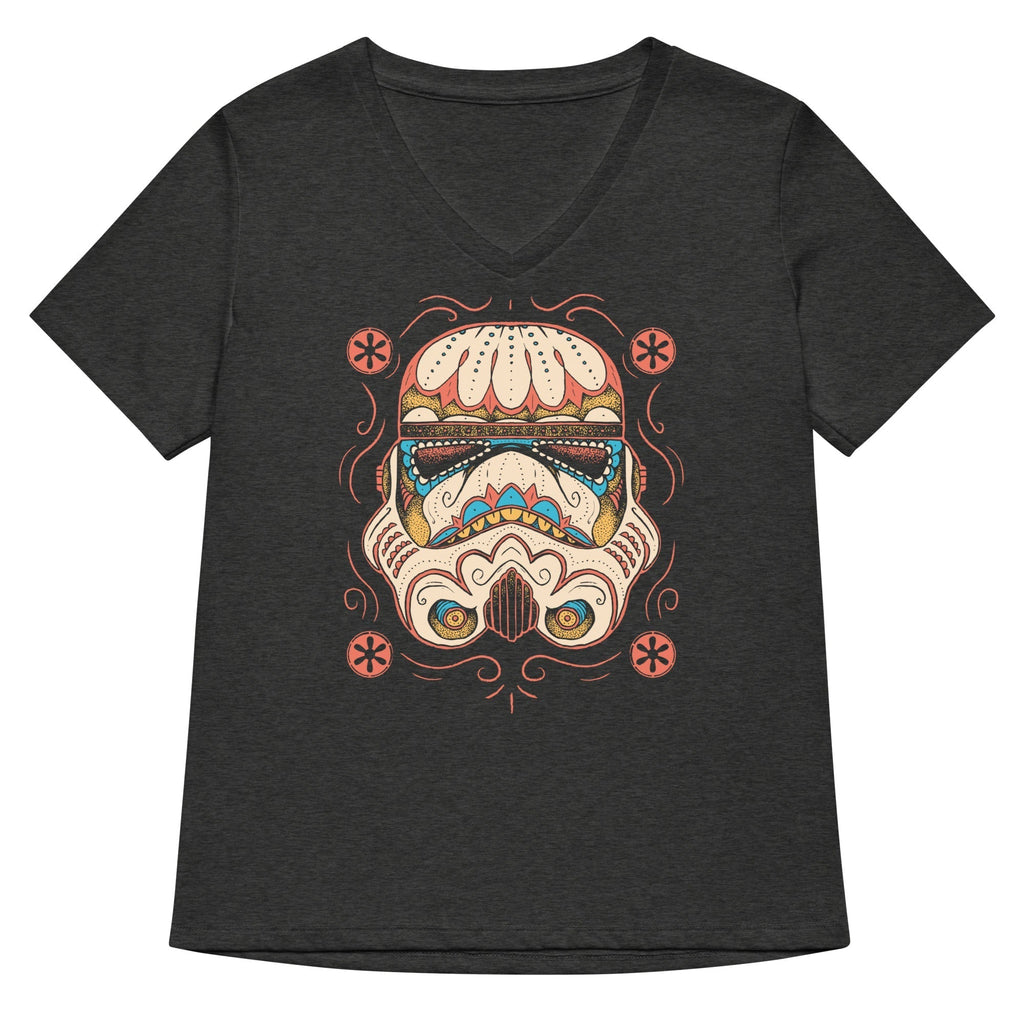 Sugar Skull Trooper Women's V-Neck Tee Hoodie, Sweatshirt | CoreVibeTees.com (Image 3)