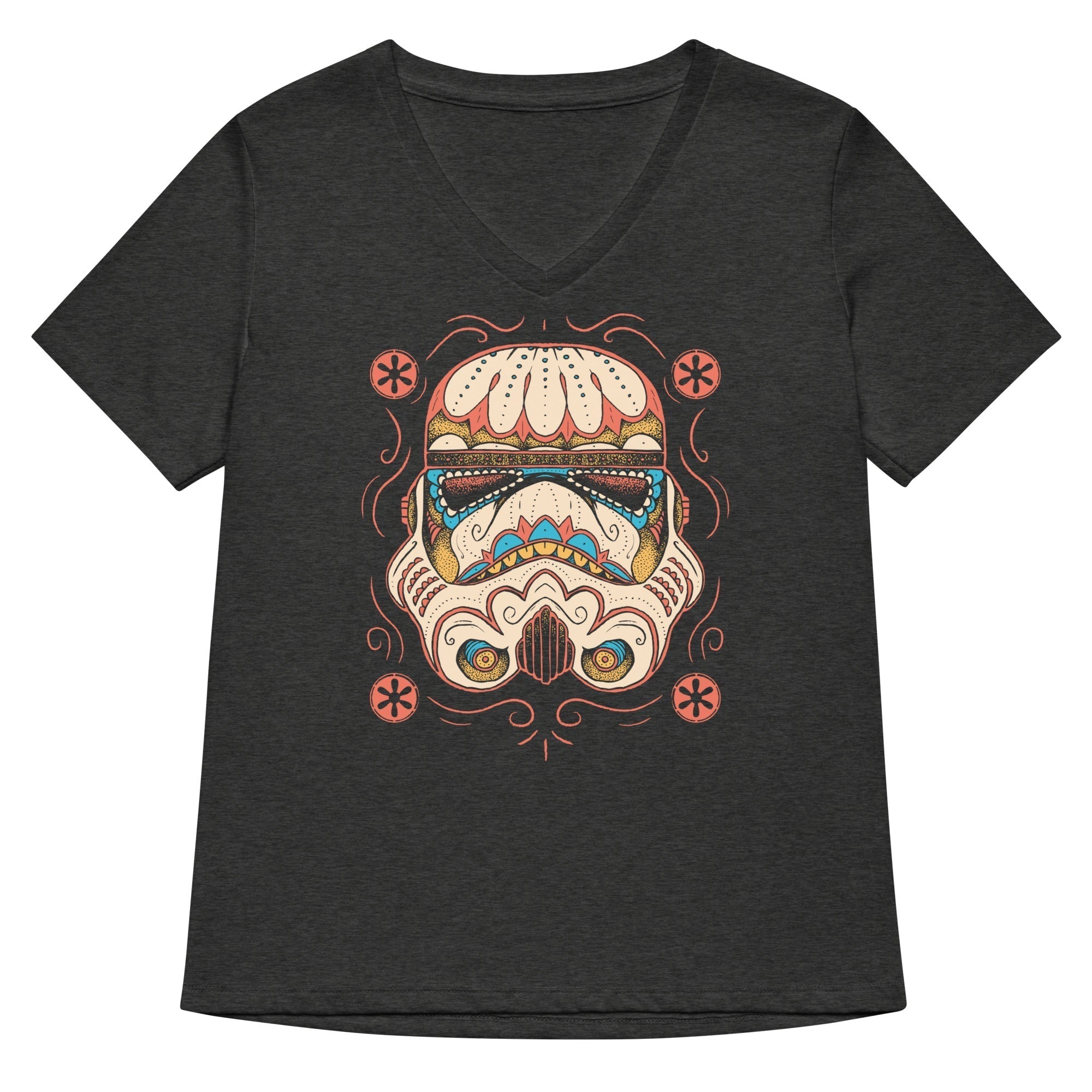 Sugar Skull Trooper Women's V-Neck Tee Hoodie, Sweatshirt | CoreVibeTees.com (Image 3)