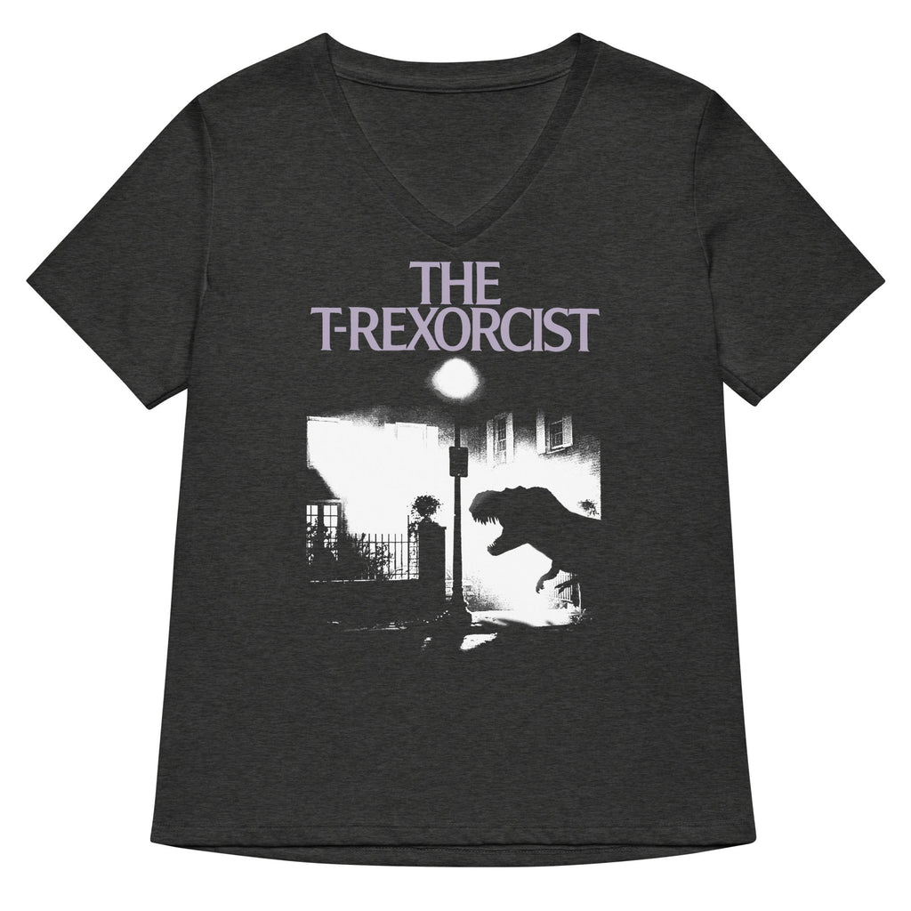 The T-Rexorcist Women's V-Neck Tee Hoodie, Sweatshirt | CoreVibeTees.com (Image 3)