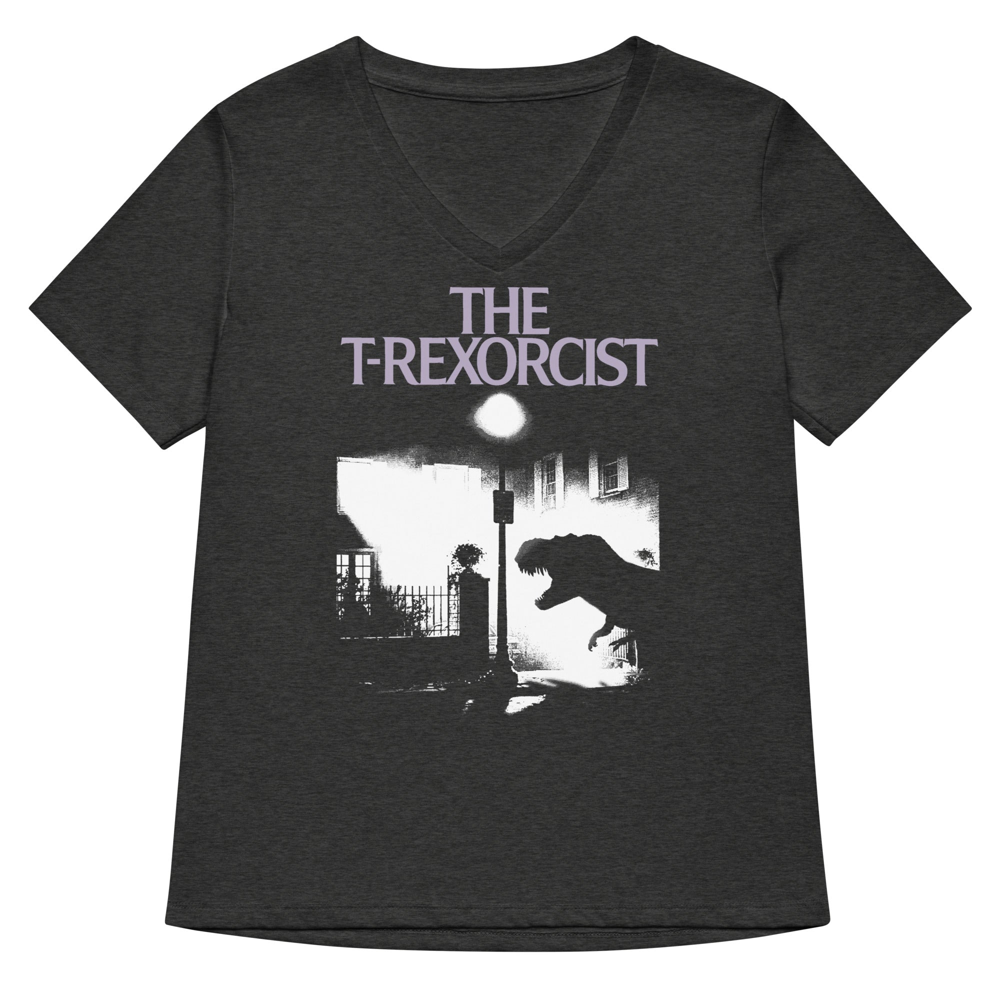 The T-Rexorcist Women's V-Neck Tee Hoodie, Sweatshirt | CoreVibeTees.com (Image 3)