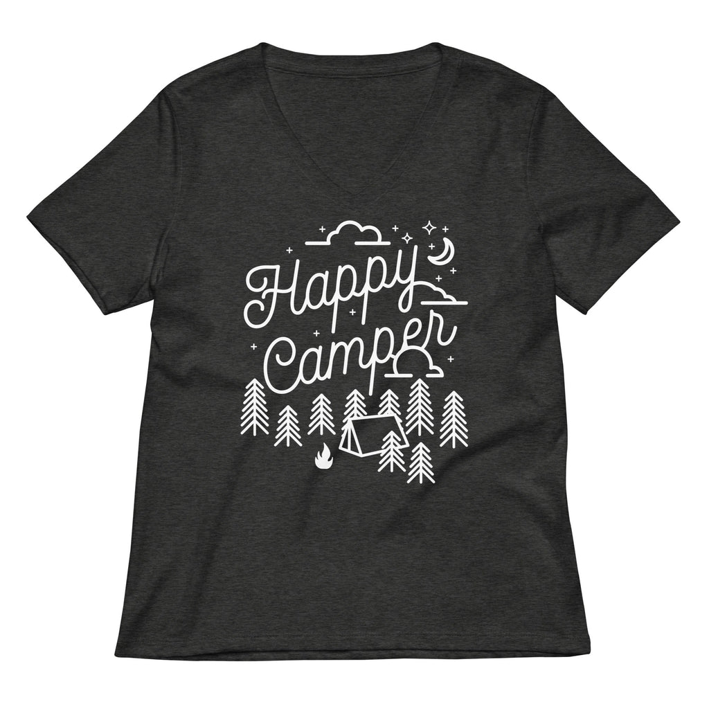 Happy Camper Women's V-Neck Tee Hoodie, Sweatshirt | CoreVibeTees.com (Image 1)