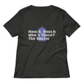 Knock Knock! Who's There? The Doctor Women's V-Neck Tee Hoodie, Sweatshirt | CoreVibeTees.com (Image 1)