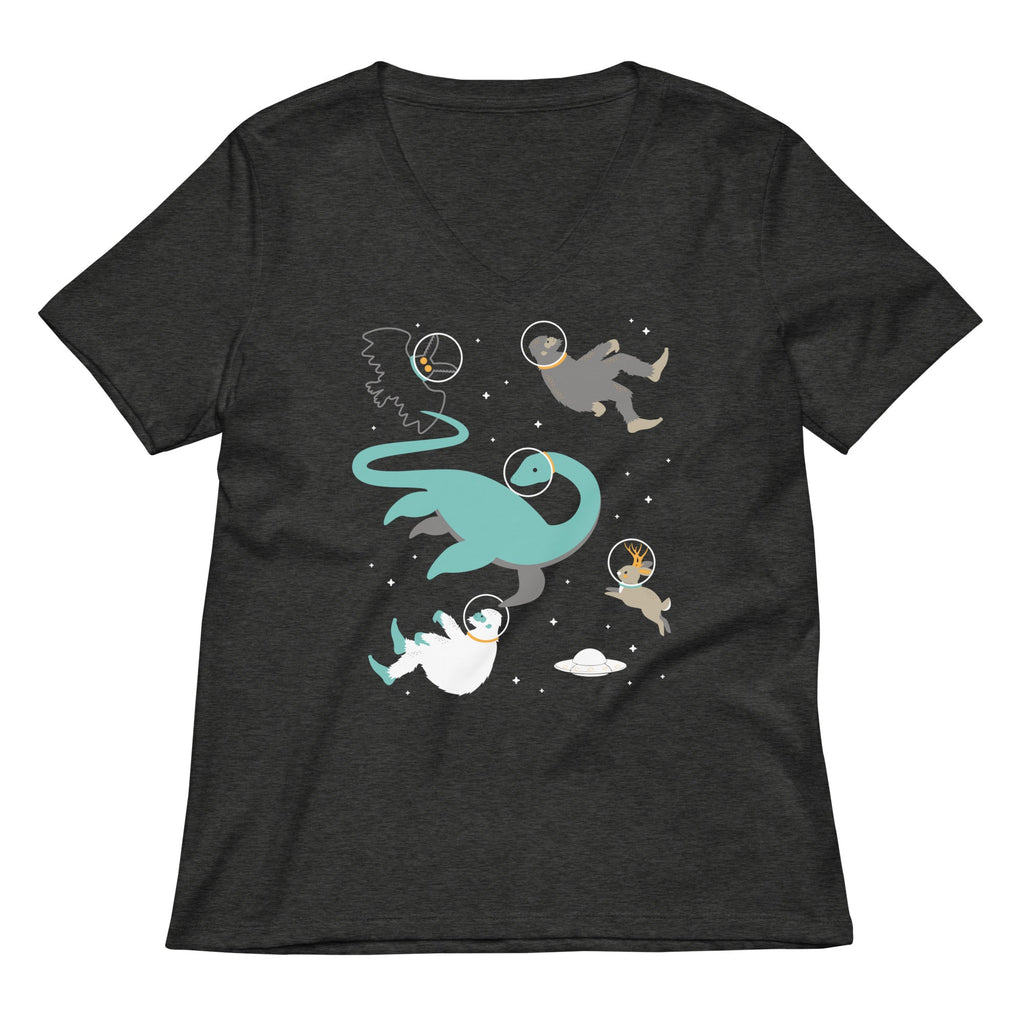 Cryptids In Space Women's V-Neck Tee Hoodie, Sweatshirt | CoreVibeTees.com (Image 3)