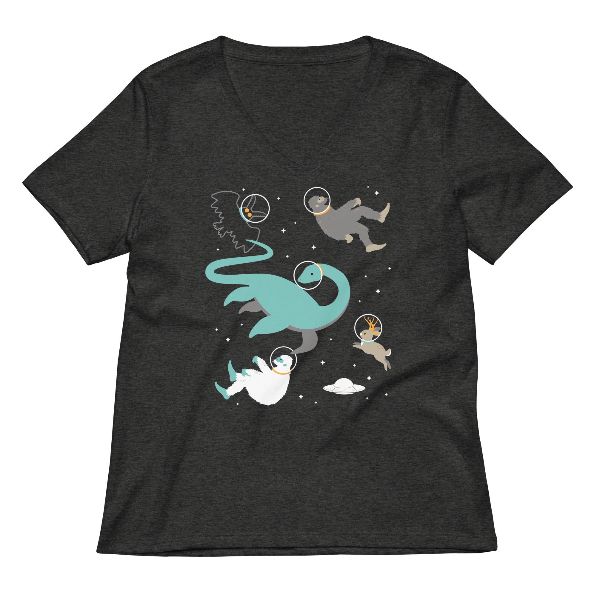 Cryptids In Space Women's V-Neck Tee Hoodie, Sweatshirt | CoreVibeTees.com (Image 3)