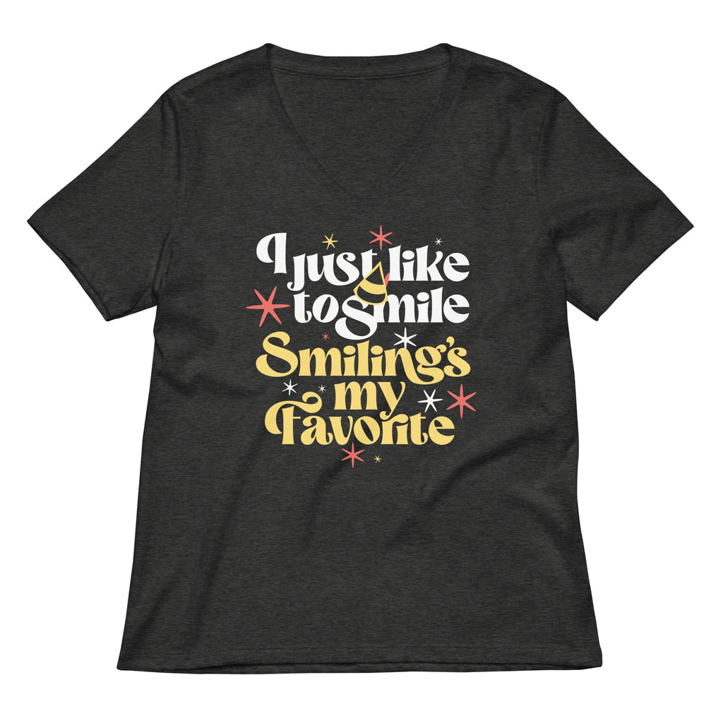 I Just Like To Smile Smiling's My Favorite Women's V-Neck Tee Hoodie, Sweatshirt | CoreVibeTees.com (Image 3)