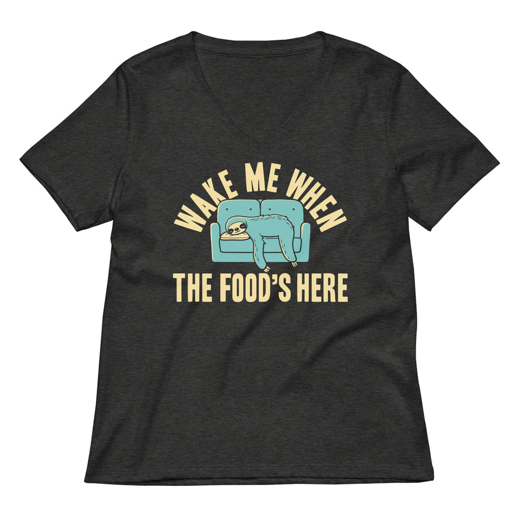 Wake Me When The Food's Here Women's V-Neck Tee Hoodie, Sweatshirt | CoreVibeTees.com (Image 3)