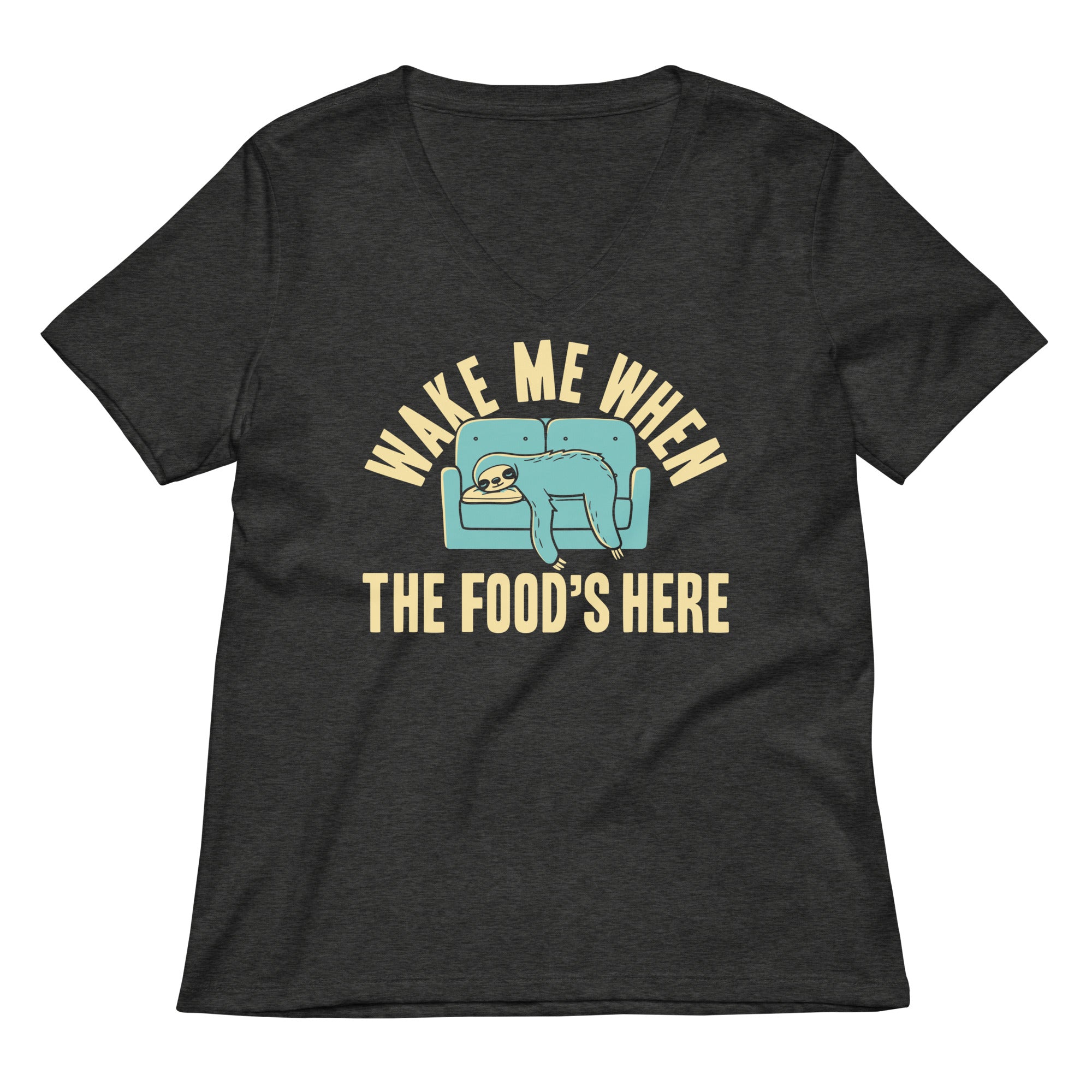 Wake Me When The Food's Here Women's V-Neck Tee Hoodie, Sweatshirt | CoreVibeTees.com (Image 3)
