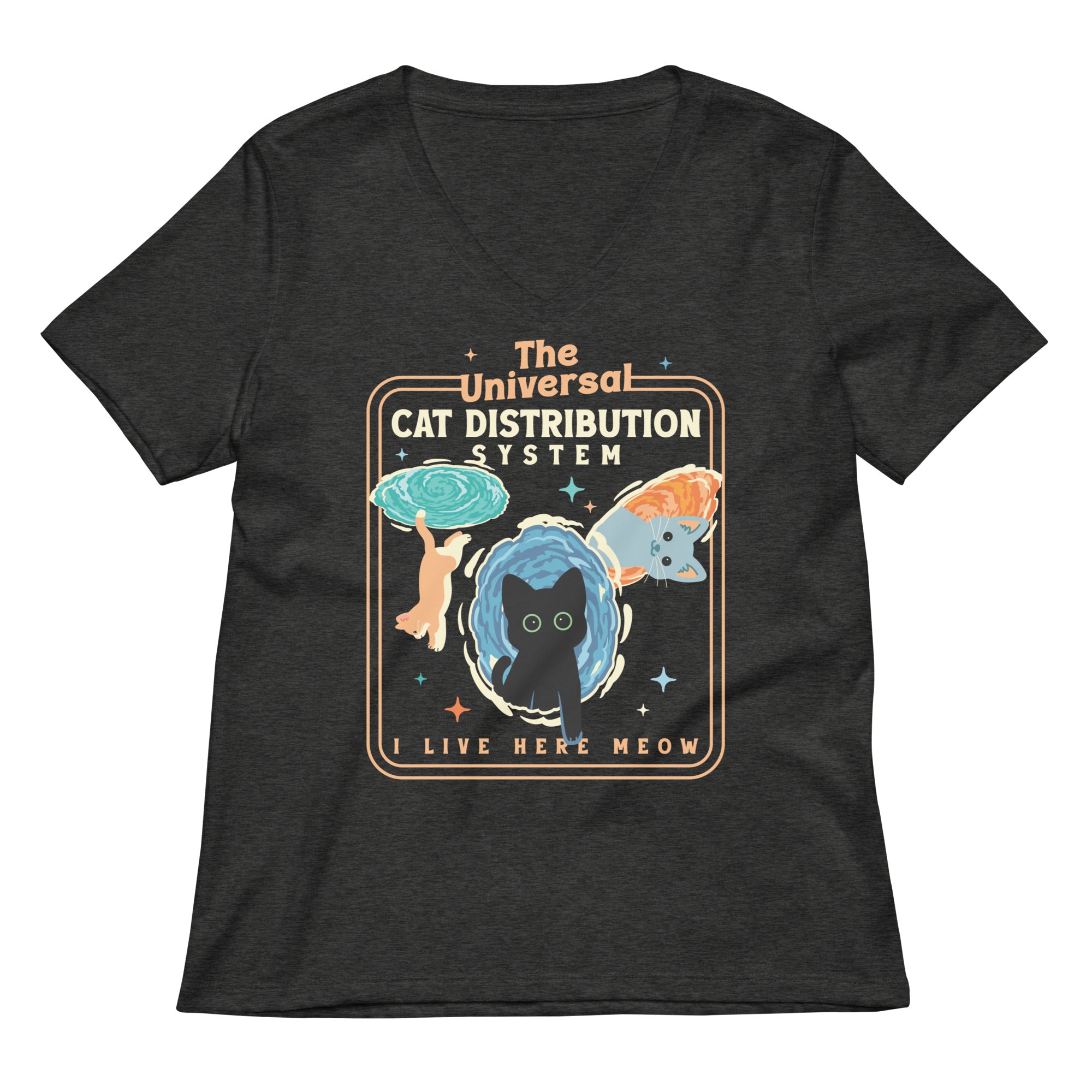The Universal Cat Distribution System Women's V-Neck Tee Hoodie, Sweatshirt | CoreVibeTees.com (Image 3)