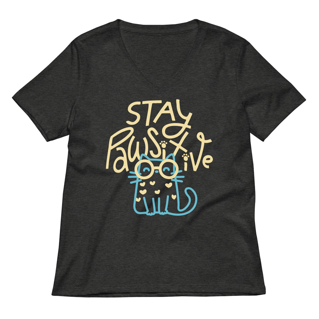 Stay Pawsitive Women's V-Neck Tee Hoodie, Sweatshirt | CoreVibeTees.com (Image 3)