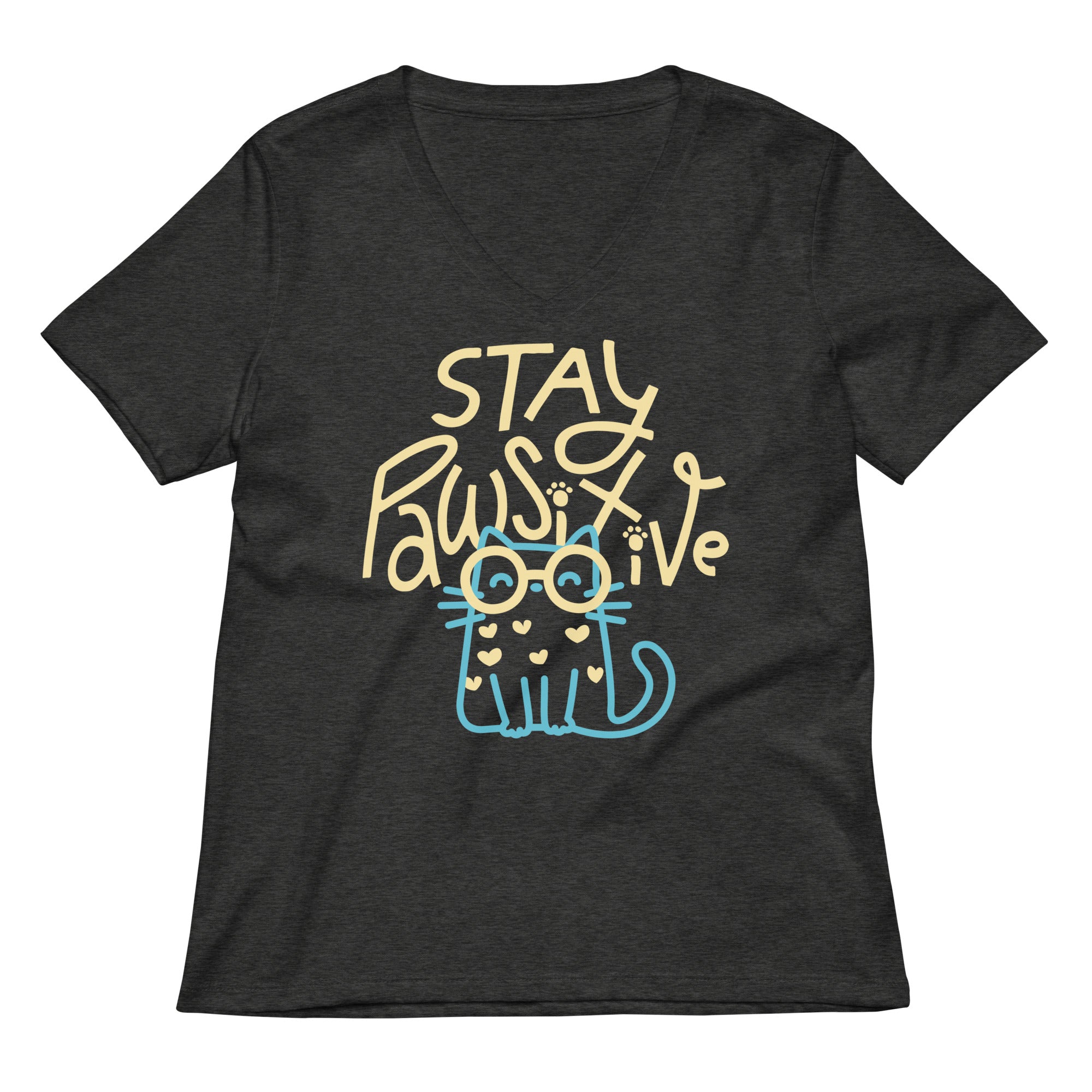 Stay Pawsitive Women's V-Neck Tee Hoodie, Sweatshirt | CoreVibeTees.com (Image 3)