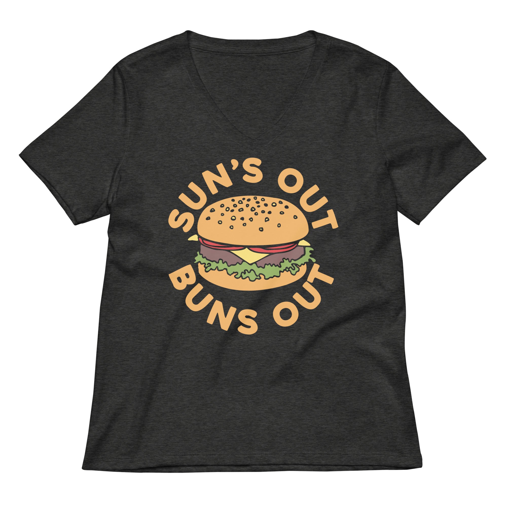 Sun's Out Buns Out Women's V-Neck Tee Hoodie, Sweatshirt | CoreVibeTees.com (Image 3)