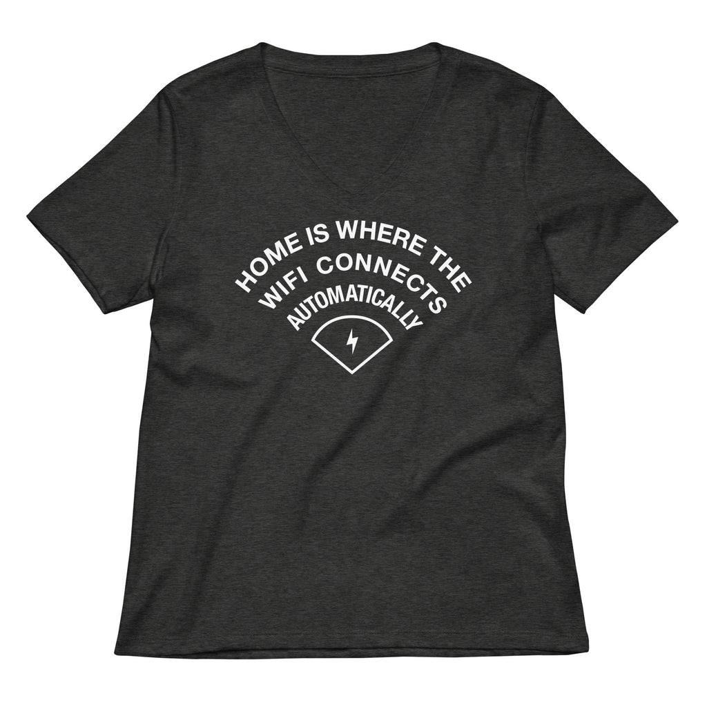 Home Is Where The WiFI Connects Automatically Women's V-Neck Tee Hoodie, Sweatshirt | CoreVibeTees.com (Image 3)